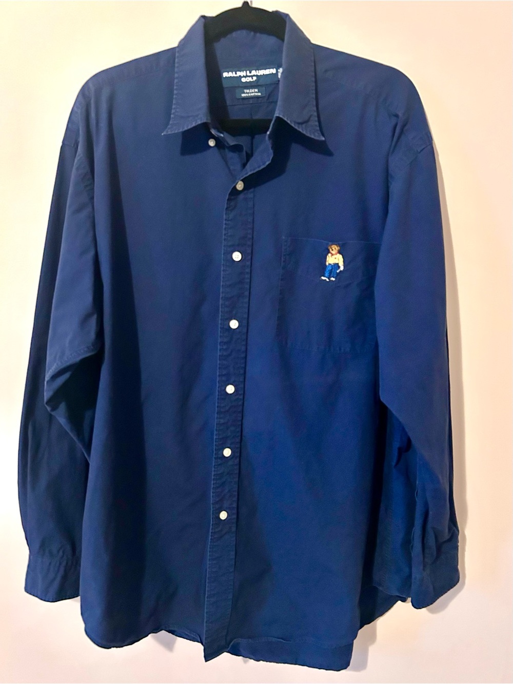 Vintage Polo Ralph Lauren Golf Bear Embroidered Button Down Shirt L